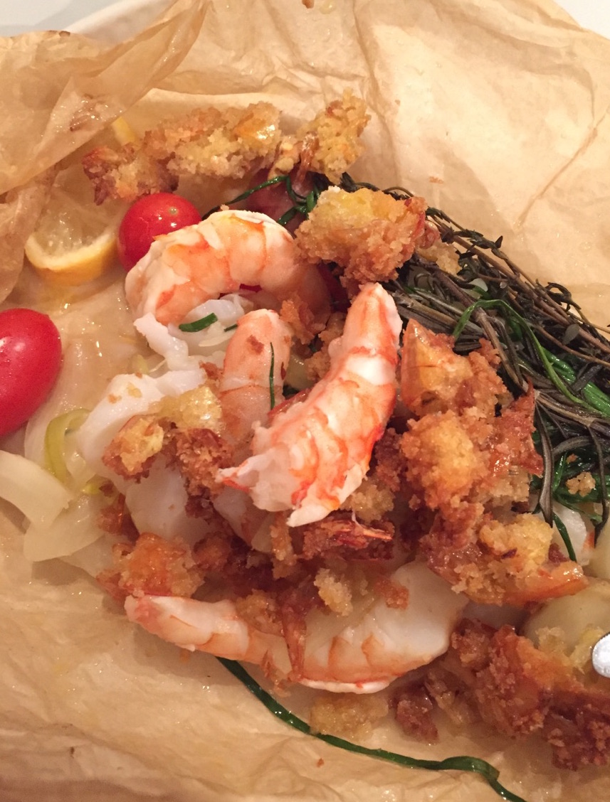 Fish in a Bag with Shrimp Cracklins